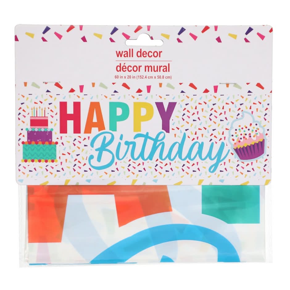 Happy Birthday Confetti Mural Wall Decor, 60x20 in